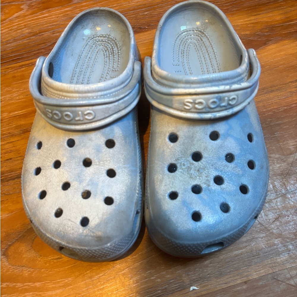 CROCS Blue Water Shoes with Perforated Design and Rotating Heel Strap